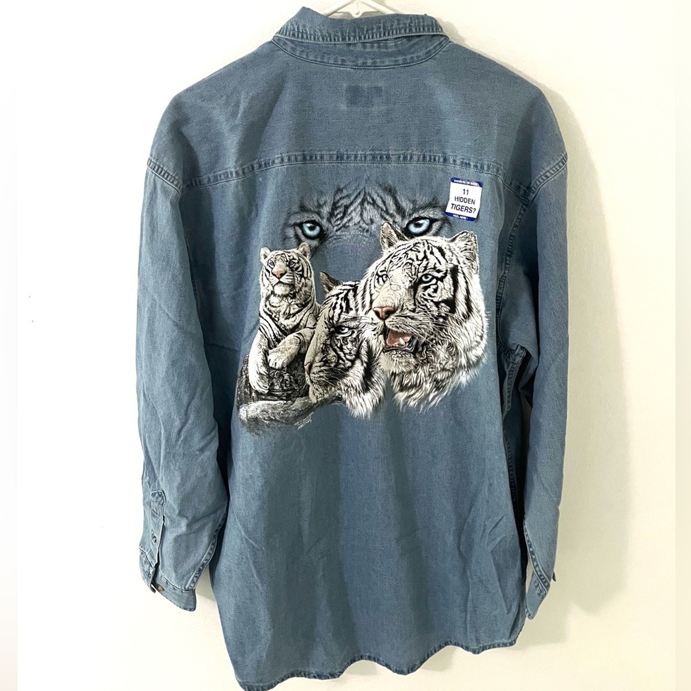 NWT Polar Graphics Orlando White Lion Denim Shirt, Size: Large